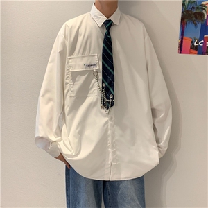 秋季港风送领带2021日系宽松制服领带学生潮流休闲衬衣W1386-P37图片