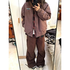 【有货】D8158-P68早秋紫色工装外套女款棒球服情侣翻领夹克上衣，男装夹克，星座603-2