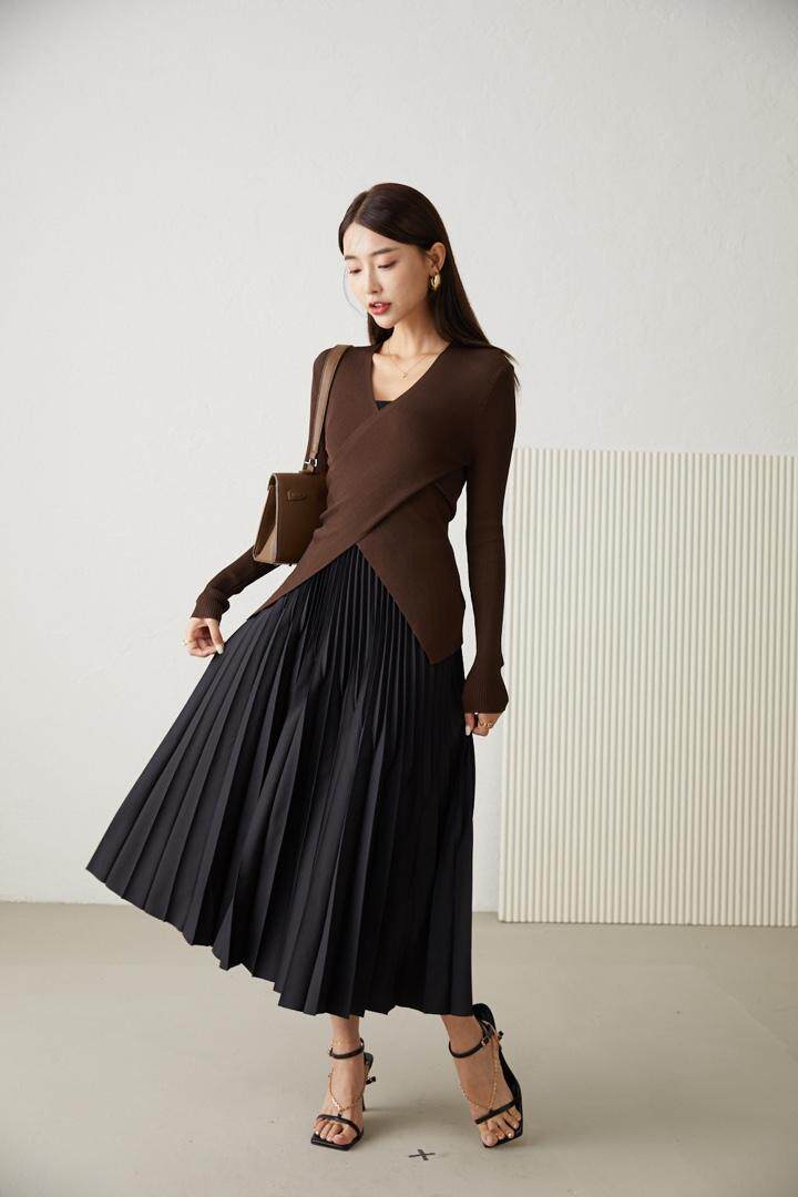 《现货》梯形设计纯色百褶裙，其它，M&VC