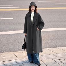 现货手工缝制冬保暖新款时尚可拆卸帽子双面呢大衣送腰带帽子，女装双面呢大衣，美静678