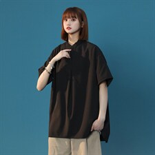 C2027/P35夏季男士立领衬衫男女中性风宽松大码短袖衬衣男控48,男装衬衫,电商A141