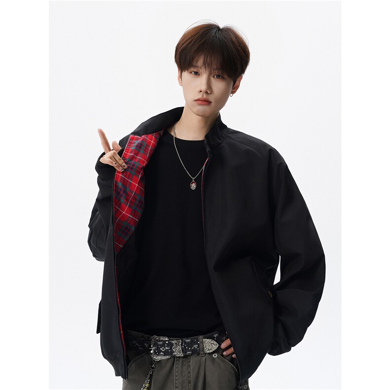 美式复古棒球服外套男春秋季潮牌拉链立领夹克宽松上衣服JK005,男装夹克,电商B312