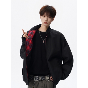 美式复古棒球服外套男春秋季潮牌拉链立领夹克宽松上衣服JK005