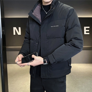 7630-L-4XL-P175标50绒店主风男士立领休闲拼色字母羽绒服外套图片