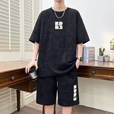休闲运动套装男青少年夏季阔版短袖短裤两件套男生夏天冰丝一套潮，男装休闲套装，星座1210-1