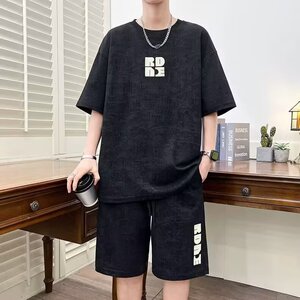休闲运动套装男青少年夏季阔版短袖短裤两件套男生夏天冰丝一套潮图片