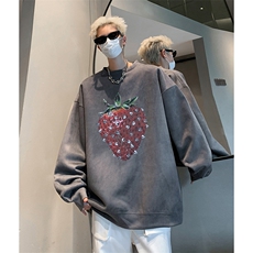 抖音得物供货提供视频秋冬重磅美式麂皮绒圆领卫衣JY332，男装卫衣，电商A486