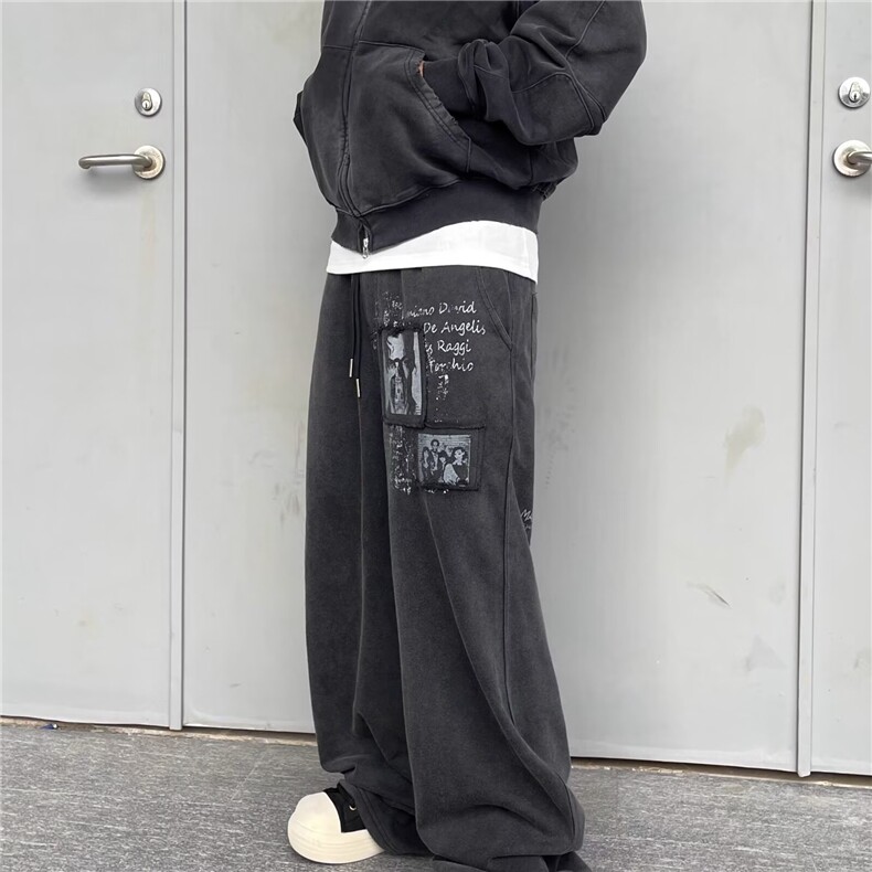 宽松运动卫裤男生胖子休闲裤大码束脚薄款加绒胖子学生裤秋冬长裤,男装休闲裤,星座1210-1