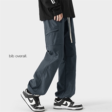 秋新日系大码潮牌工装裤男士直筒伐木裤抽绳束脚拖地裤K1161-P55，男装休闲裤，电商A082