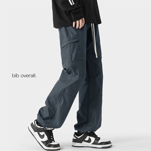 秋新日系大码潮牌工装裤男士直筒伐木裤抽绳束脚拖地裤K1161-P55图片