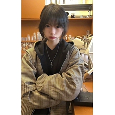 网图有货双面穿千鸟格拉链连帽外套宽松复古帽衫上衣A307-P75，女装短外套，星座1505