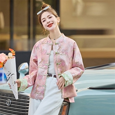 水衣源2607款新中式提花刺绣短外套薄款女（也有羽绒服版），女装短外套，水衣源