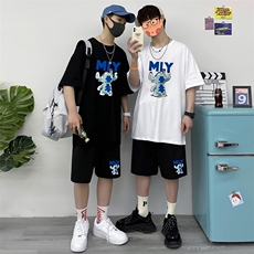 短袖t恤套装男夏季ins潮流潮牌韩版宽松百搭半袖A161-2-TZ06-P50，男装休闲套装，电商A161-2