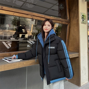 棉衣男冬新款男士青年保暖棉服情侣款假两件加厚连帽外套M082-P65图片