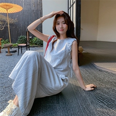 小香风蓝色马甲半身裙套装女夏2025新款绝美俏皮活泼氛围感两件套，女装套装/套裙，2C261