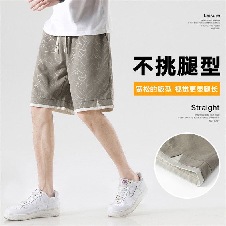 短裤男宽松日系潮流无影墙印花百搭五分裤运动短裤DK0403-P35控58图片