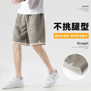 短裤男宽松日系潮流无影墙印花百搭五分裤运动短裤DK0403-P35控58图片