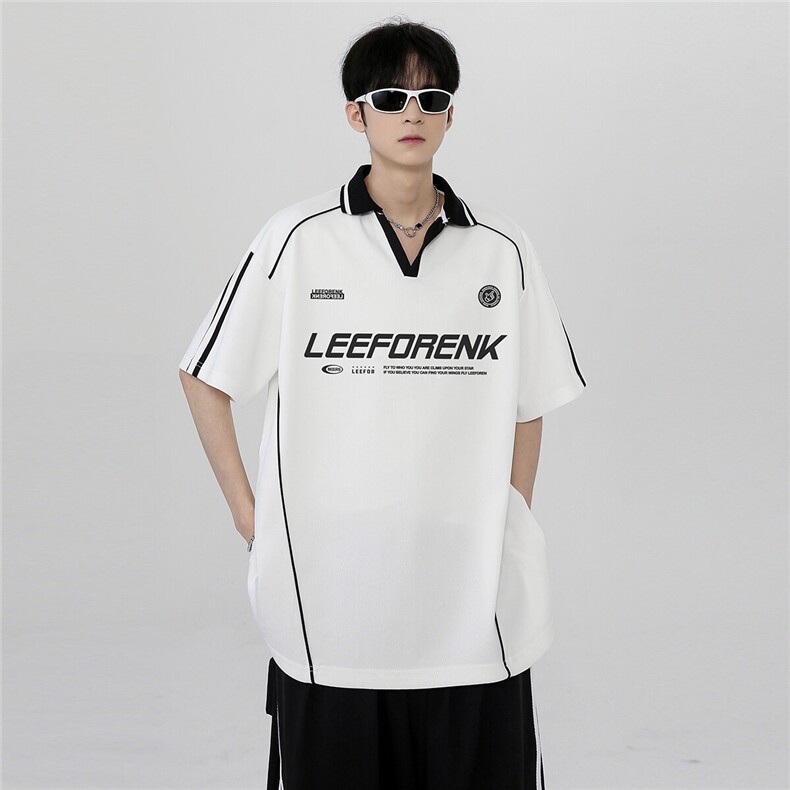 美式复古学院风情侣夏季新款学生高级百搭POLO衫短袖T恤T58-P38,男装T恤,电商C307