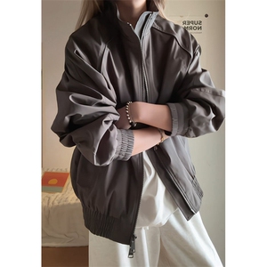 高品质春装新款老钱风美式高街解构立领棒球服飞行夹克休闲外套潮图片