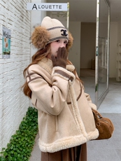 【现货】2025年冬季新款麂皮绒复合羊羔毛外套2566款P200-K278，女装羊羔毛/颗粒绒，浙宝301
