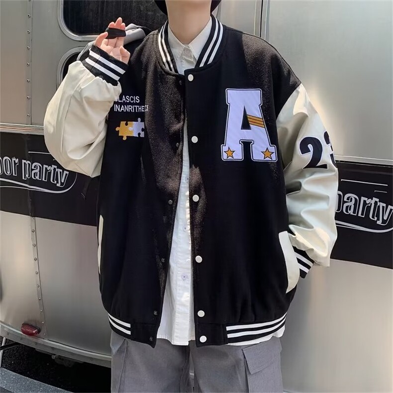 2022美式复古植绒刺绣棒球服外套男街头宽松情侣休闲夹克Z904P55,男装夹克,星座1116-2