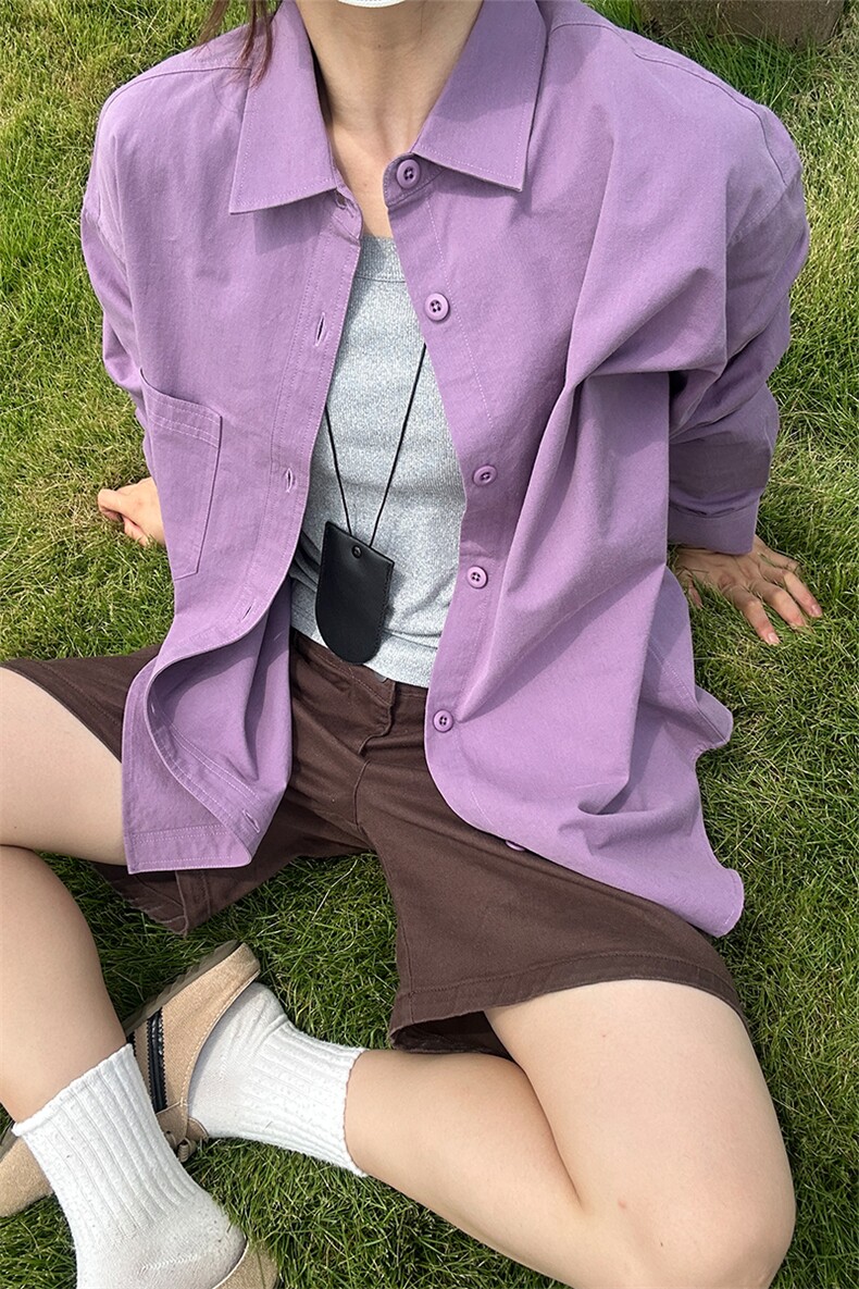 棉纯棉衬衫成衣水洗休闲衬衫男女宽松纯色衬衣GC15-P35,男装衬衫,星座301C-5