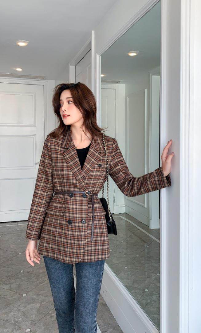 2021春装新款格子西装20307#，女装西装，樱·之秀