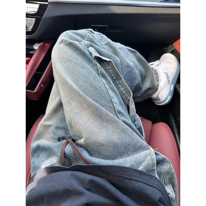 青少年潮宽松版型牛仔裤中腰直筒日常文艺秋季抽绳NK7036,男装牛仔裤,星座1116A-1（原606A）