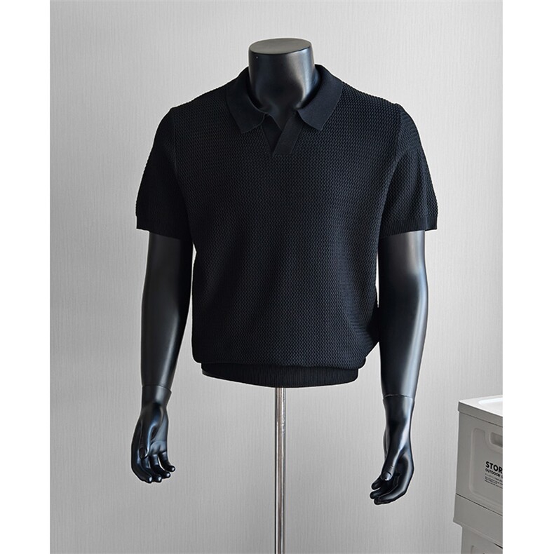 盗图老钱风海鸥领肌理感松弛针织短袖POLO衫E77109/P58控88，男装T恤，电商A243