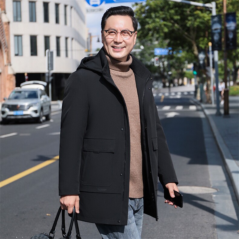 男装加厚保暖羽绒服上衣冬季2023新款中年男士商务休闲连帽外套,男装羽绒服,电商B212（原钱塘6029）