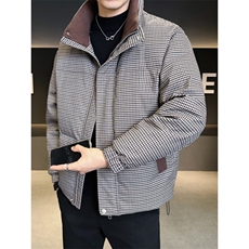 标90男休闲立领羽绒服千鸟格面包服外套上衣A329-YR2563-P280，男装羽绒服，电商A329