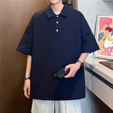 夏季短袖polo衫男潮牌宽松港风上衣服ins潮流体恤，男装T恤，星座716-4