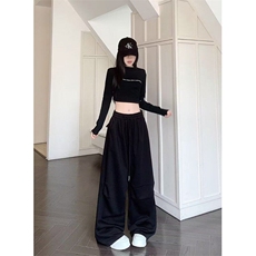 卫裤男女韩版潮流阔腿裤嘻哈帅百搭宽松2026春季ins长裤K6121-P39，男装休闲裤，星座412-2