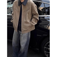 底特律工装夹克外套男春秋高级感痞帅翻领cleanfit美式复古棒球服，男装夹克，星座506A