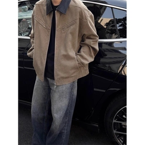 底特律工装夹克外套男春秋高级感痞帅翻领cleanfit美式复古棒球服图片
