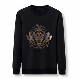 中年男士卫衣春秋季新款宽松圆领套头上衣潮流印花长袖上衣图片