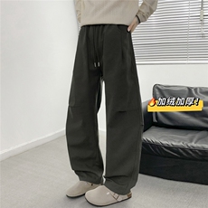 加绒加厚冬款男女休闲裤褶皱宽松保暖直筒长裤H79P65，男装棉衣，星座1013-1