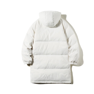 白鸭绒白底冬季基础简约百搭保暖连帽中长款羽绒服YR150P245控298