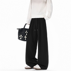 26新款泡泡条纹美式直筒阔腿裤宽松百搭拖地裤504-K266-特P35控69，男装休闲裤，星座504