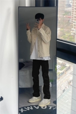 烟灰色牛仔裤男秋冬新款加绒直筒裤cleanfit显高美式高街弹力裤子，男装牛仔裤，星座310A-4