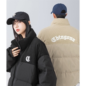 日系 灯芯绒拼接刺绣加厚面包服潮牌立领棉衣外套J5043-P110控178图片