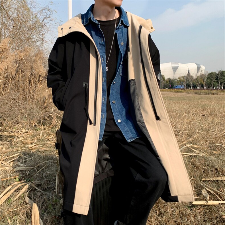 4W件长年大货冲锋风衣男中长款大衣男F996薄P95加棉P115外景E图片