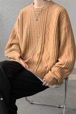 8XL-M圆领毛衣男秋冬季宽松慵懒套头麻花针织衫毛线衣MY19005P68，男装针织衫/毛衣，电商B312