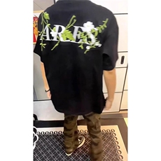 万针全刺绣工艺抖音得物高品质260克重磅纯棉双纱美式高街短袖T恤，男装T恤，电商A486