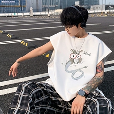！2025夏季男士麂皮绒无袖T恤情侣潮牌百搭背心TLBX09特P18，男装T恤，电商B220