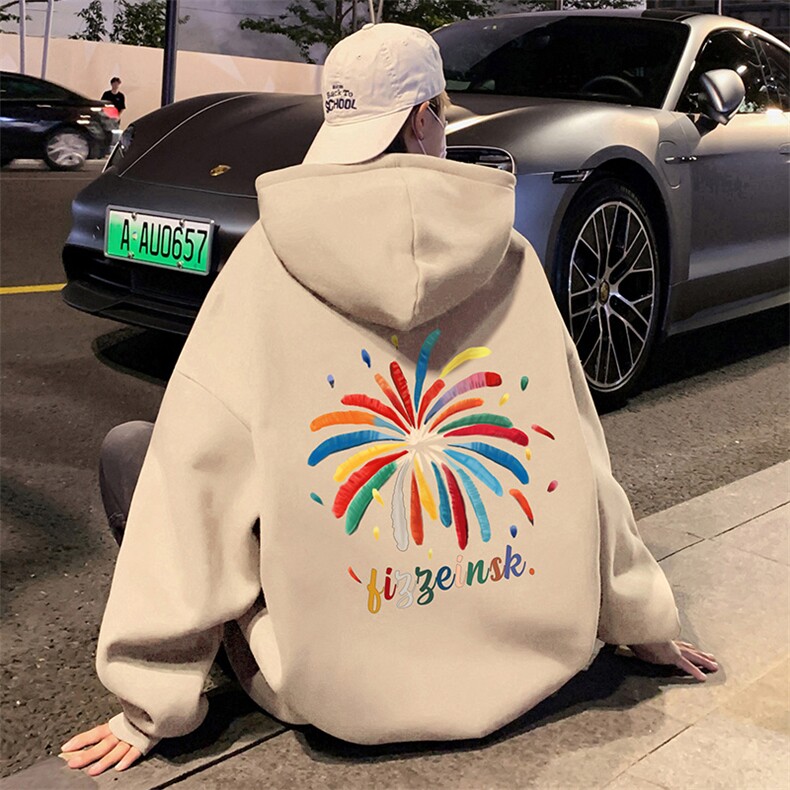 CM115新品重磅纯棉纯连帽卫衣秋冬外套卡通印花帽衫,女装短外套,星座304A-1