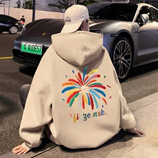 CM115新品重磅纯棉纯连帽卫衣秋冬外套卡通印花帽衫，女装短外套，星座304A-1