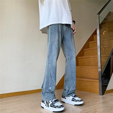 美式vibe裤子高街水洗牛仔裤男设计感小众拉链裤B1001P50，男装牛仔裤，星座1116-2