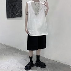 DFY520-TP18-2023夏季潮流印花背心男生运动薄款坎肩宽松无袖t恤，男装T恤，电商A102-1