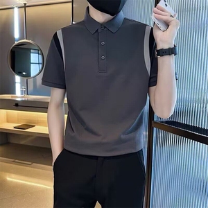 网络图现货拼接撞色夏季短袖翻领Polo衫短袖T恤RD130-P40图片